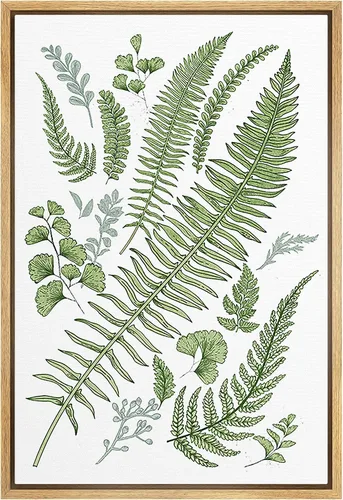 Vista 23 de SIGNWIN Lienzo enmarcado para pared, acuarela verde, bosque, helecho, planta, naturaleza, ilustraciones de área silvestre, arte moderno, rústico