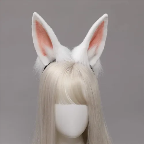 Vista 4 de Faylay Diadema artificial de conejo de peluche con diadema de conejo