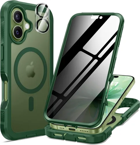 Vista 56 de seacosmo para iPhone Air Funda, Carcasa Completa con Protector de Privacidad de Vidrio Templado 9H Integrado y Protector de Lente de Cámara