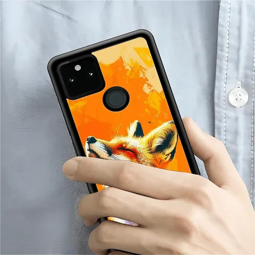 Vista 1247 de Compatible con Google Pixel 4A 5G Mobile Case Creative Acrylic Panel trasero Silicona Protección Grip especialmente diseñado para Google Pixel 4A 5G