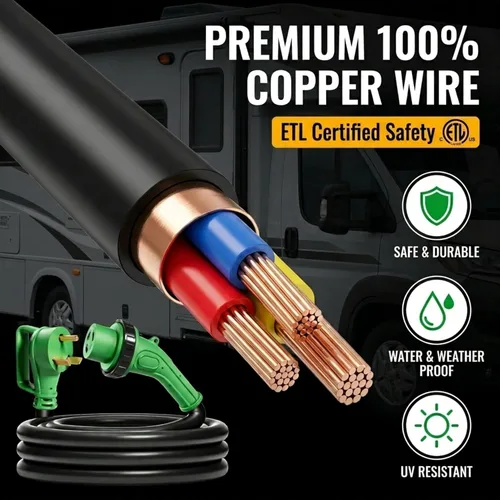 Vista 4 de Cable de extensión para generador de 30 amperios de 15 pies, TT