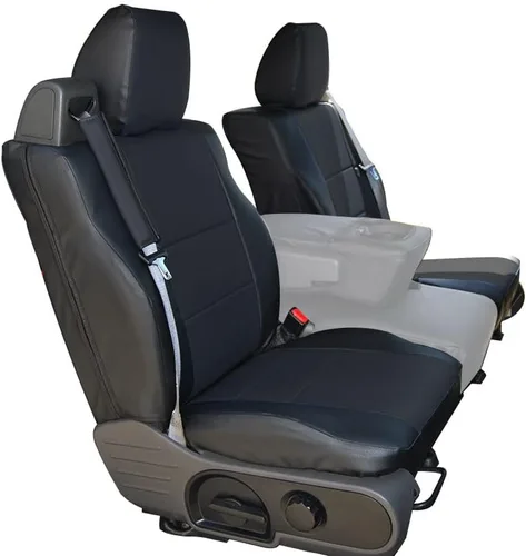 Vista 6 de Iggee Para Ford F-150 2004-2008 Tipo de cinturón de seguridad integrado Cuero artificial Personalizado Ajuste exacto 2 fundas de asiento delantero