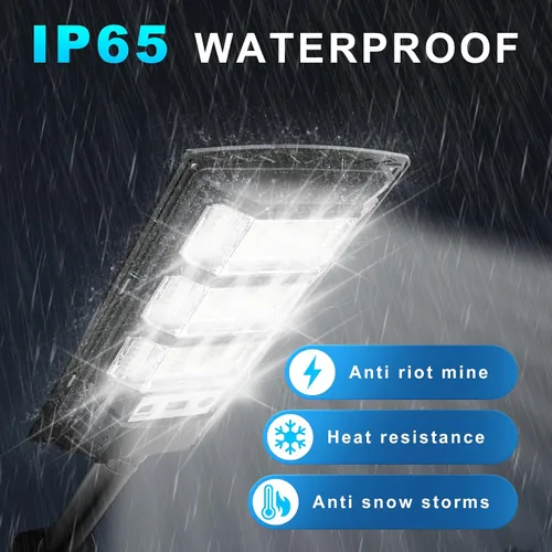 Vista 8 de Paquete de 2 luces solares de calle de inducción impermeables para exteriores, 6500 K, foco de seguridad con sensor de movimiento de control remoto