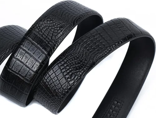 Vista 6 de iCuviy Cinturones de vestir de cuero genuino con trinquete deslizante para hombres, adecuados para el trabajo, negocios, cinturón de hebilla