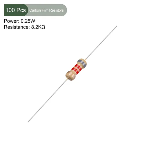 Vista 2 de YOKIVE 100 resistencias de película de carbono, 1/4 W 8.2 K ohmios, 5 % de tolerancias, bueno para proyectos electrónicos de bricolaje