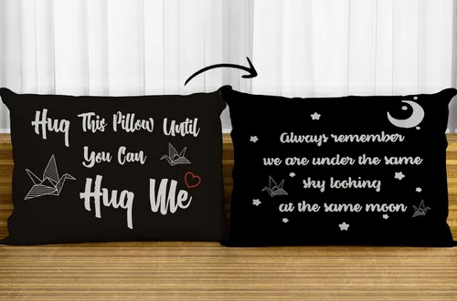 Vista 5 de Hug This Pillow Until You Can - Funda de almohada reversible de 12 x 20 pulgadas, decoración del hogar, regalos de relación a larga distancia