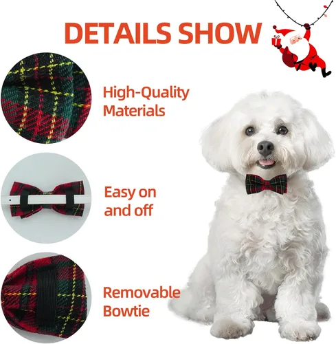 Vista 3 de PAWCHIE Corbatas de moño para perro de Halloween, 6 piezas, lindo collar de perro, accesorios de collar de aseo ajustable, pajaritas para perros