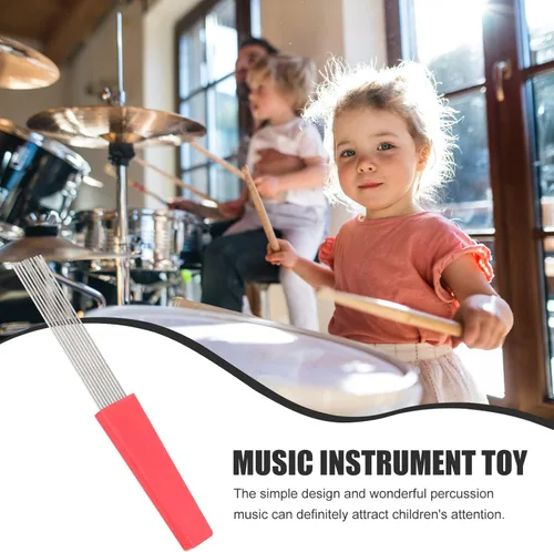 Vista 9 de Vaguelly Raspador para niño y niña, percusión latina, instrumento musical estilo peine, acero inoxidable duradero con superficie lisa para educación