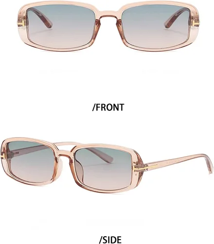 Vista 2 de Heptagtam - Gafas de sol rectangulares de moda para mujeres y hombres, gafas de conducción retro de los años 90, anteojos cuadrados estrechos