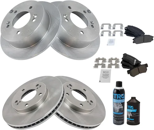 Vista 2 de TRQ Kit de pastillas de freno delanteras y traseras y rotores Kit químico de freno Pastillas de freno Rotor de freno semimetálico compatible