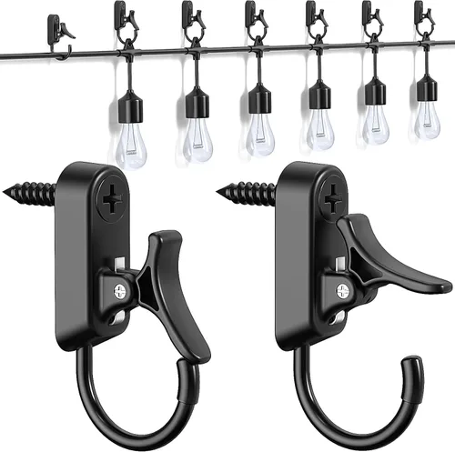 Vista 9 de Lewufe Ganchos para Luces de Cadena para Exteriores, Ganchos de Tornillo para Colgar Luces de Navidad, Ganchos Colgantes para Luces de Patio, Cable