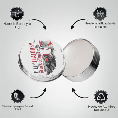 Vista 4 de Billy Jealousy Beard Balm with Light Hold & Low Shine, Everyday Beard Styling Balm Loaded With Coconut, Shea & Sunflower Oils For Smooth & Nourished