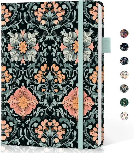 Vista 9 de Taja Cuaderno rayado para mujeres y hombres, diario de cuero de tapa dura para escribir, cuaderno de rayas universitarias A5 para trabajo y toma