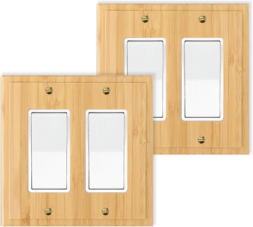 Vista 16 de Placa de interruptor de luz de palanca simple de madera maciza de 4.8 x 3.14 pulgadas, cubierta de interruptor de luz de calidad de madera cruda