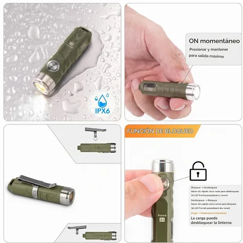 Vista 7 de RovyVon Aurora A1 G4 Llavero recargable Linterna 650LMS Super Brillante
