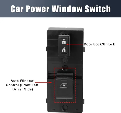 Vista 4 de X AUTOHAUX Interruptor eléctrico del elevalunas delantero derecho del lado del pasajero 25411-JA02A Reemplazo para Nissan Altima Hybrid 2007-2011