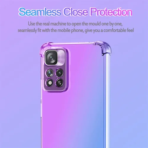 Vista 4 de Funda para Redmi Note 11 Pro 5G/Redmi Note 11E Pro, funda transparente para teléfono con degradado, delgada, antiarañazos, flexible, funda
