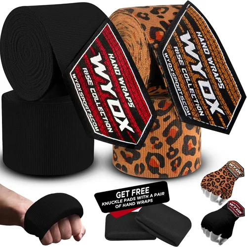 Vista 28 de WYOX Boxing Hand Wraps Inner Gloves, Elasticated Thumb Loop Bandages Mexican Style Under Mitts Wrist Wrap Protection Muay Thai MMA Kickboxing