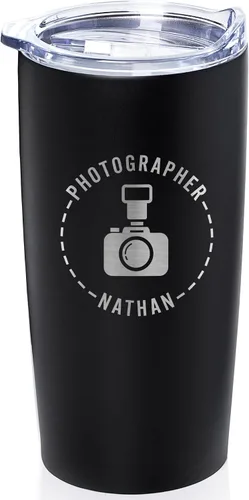 Vista 10 de Lifetime Creations Vaso de dentista personalizado grabado con tapa de 20 onzas (negro) – Regalo personalizado para dentista, taza de viaje de café