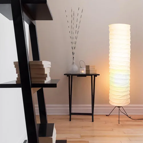 Vista 4 de Uonlytech Pantalla de lámpara de pie de papel, estilo nórdico, cubierta de luz de mesa, protector de lámpara de barril para el hogar, hotel, mesita