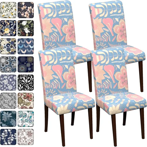 Vista 108 de Fundas para sillas de comedor CoSofSLIP, juego de 2, fundas estampadas elásticas antideslizantes, fundas extraíbles y lavables para sillas