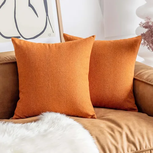Vista 11 de Home Brilliant Fundas de almohada azules de 16 x 16 pulgadas para sofá, juego de 2 fundas de cojín de lino para cama, sofá, fundas de almohada