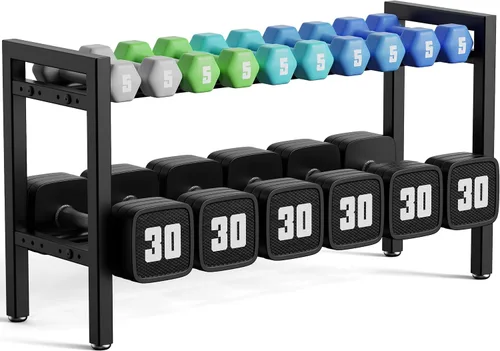 Vista 8 de Dumbbell Rack 2-Tier Adjustable Weight Rack For Home Gym Dumbbells Kettlebell (Rack Only)