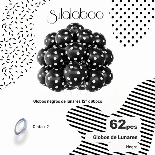 Vista 2 de Juego de 60 globos de látex negros de 12 pulgadas para fiestas Helio redondo para decoraciones de cumpleaños