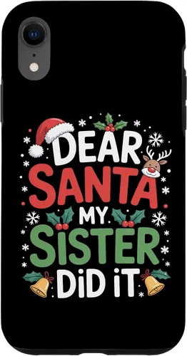 Vista 25 de Dear Santa My Sister Did It Christmas Sibling Humor Parents Case for iPhone 16