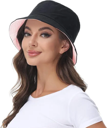 Vista 4 de Sombrero de pescador reversible para mujer, gorra de playa de verano para exteriores