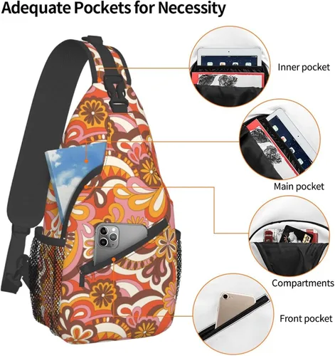 Vista 4 de PETTDY Bolso bandolera para hombres y mujeres, mochila de hombro, bolsas de pecho, mochila cruzada para senderismo, camping, viajes al aire libre