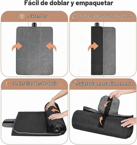 Vista 6 de Tirrinia Manta impermeable para exteriores con forro sherpa, resistente al viento, triple capa, cálida y cómoda, plegable para camping, estadio