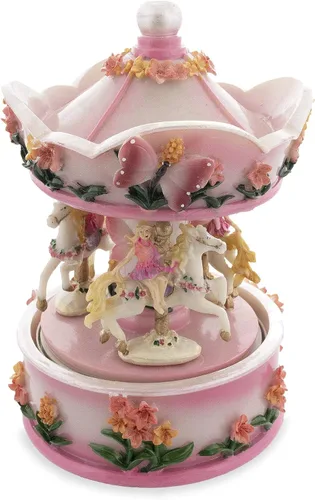 Vista 6 de Figura musical de carrusel floral de hadas rosa