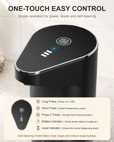 Vista 7 de Fantictas Dispensador automático de jabón espumoso sin contacto, ajustable Negro