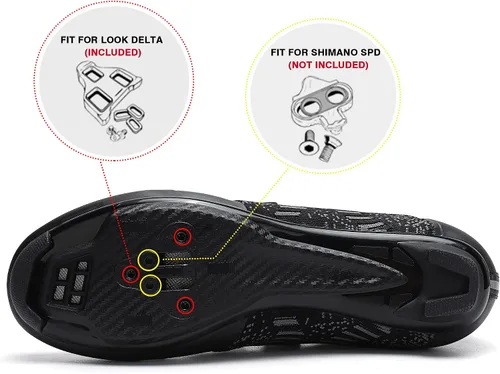 Vista 4 de Zapatos unisex de ciclismo de carretera compatibles con Peloton Shimano SPD, zapatos de equitación para hombres y mujeres, 3 correas, tacos Delta