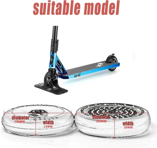 Vista 3 de Soporte universal para scooter que se adapta a la mayoría de scooters (scooters profesionales de acrobacias), para ruedas de scooter de Negro