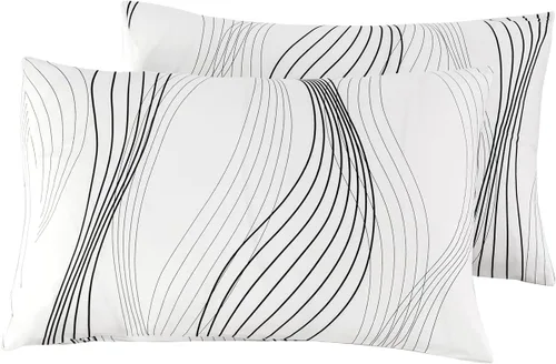 Vista 13 de SUSYBAO Juego de 2 fundas de almohada 100% algodón, tamaño Queen, diseño geométrico azteca negro, cierre de sobre, funda de almohada para decoración