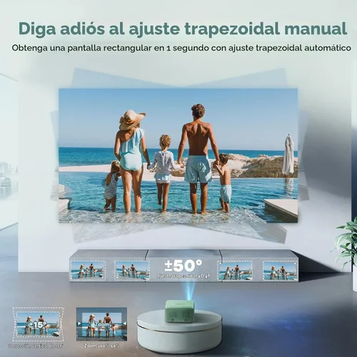 Vista 3 de Proyector nativo de 1080P con WiFi y Bluetooth, proyector de películas con enfoque automático, compatible con teléfono/TV