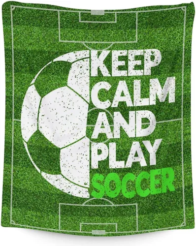 Vista 12 de Manta de fútbol para niños y niñas, tamaño regazo de 30 x 40 pulgadas, manta suave y acogedora, regalo para equipo de fútbol, manta deportiva azul