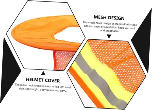 Vista 6 de Mobestech Sombrero duro, cubierta ligera para el cuello para trabajadores de la construcción, protección UV de ala completa, transpirable para uso
