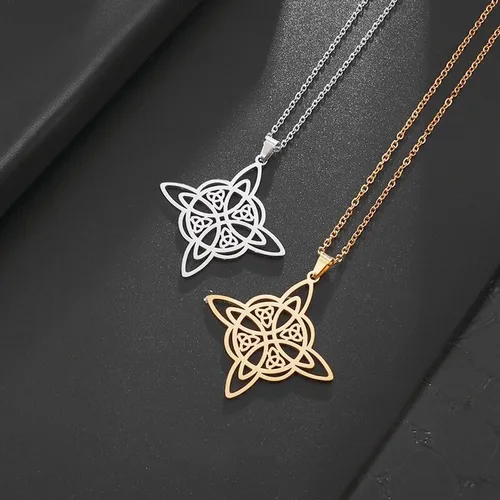 Vista 5 de Collar de bruja de acero inoxidable con nudo celta de bruja, collar de nudo celta para mujeres y niñas, collar de nudo celta, collar Wiccan