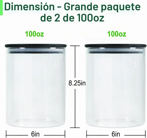 Vista 3 de Urban Green Tarros de vidrio con tapas negras, recipiente de almacenamiento de alimentos de vidrio con tapas negras, tarros de harina de despensa
