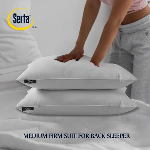 Vista 2 de Serta Juego de 2 almohadas refrescantes HeiQ de 240 hilos suaves e hipoalergénicas para dormir de espalda