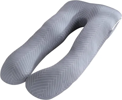 Vista 18 de Almohada de embarazo grande en forma de U de cuerpo completo con funda de almohada de algodón reemplazable y lavable para mujeres embarazadas que