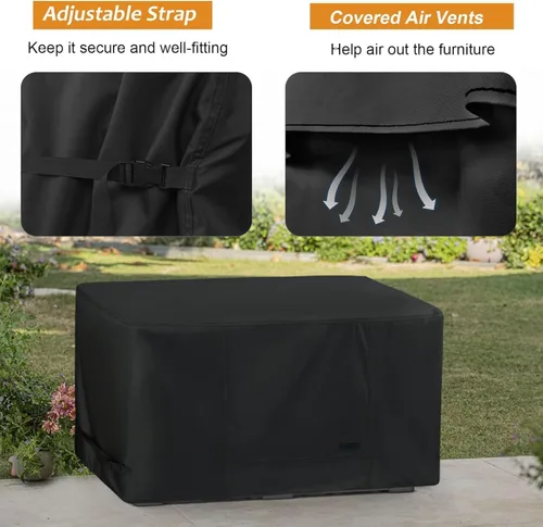 Vista 6 de NettyPro Cubierta para caja de cubierta, resistente a la decoloración, resistente a la decoloración, para patio al aire libre, funda de banco