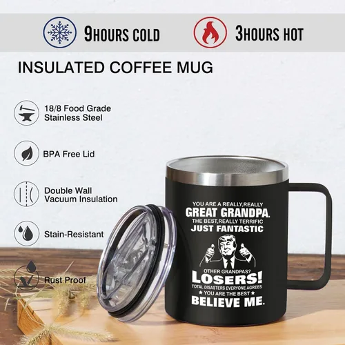 Vista 3 de Abledn Regalos de Navidad para el Abuelo - Taza Divertida Regalos de Cumpleaños del Abuelo - Regalo para Abuelos de Nieta Nieto - Regalo