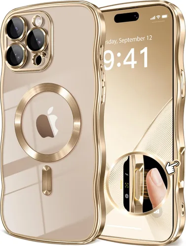 Vista 31 de GVIEWIN Funda para iPhone 16 Pro Compatible con MagSafe, Mejorada [Protección Completa de la Cámara][Marco de Ondas Lindo][Protección de Grado