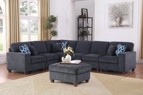 Vista 45 de Ball & Cast - Sofá modular en forma de L de 147 pulgadas para sala de estar con diván reversible y cojines de respaldo extraíbles, juego de sofá