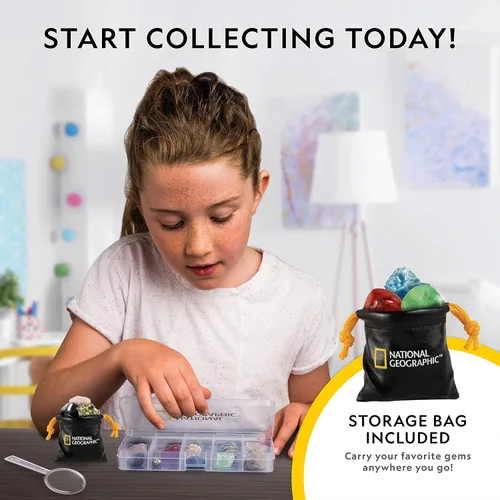 Vista 2 de National Geographic Rocks & Mineral Collection - Caja de colección de rocas para niños con 15 piedras preciosas y cristales, geología para niños
