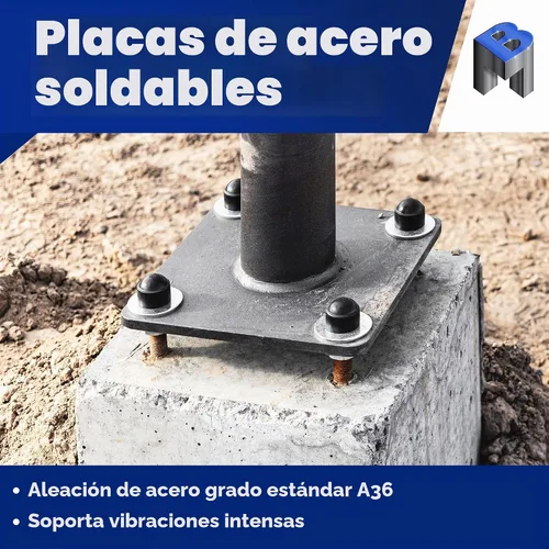Vista 3 de Placa base cuadrada soldable de metal de acero de 4 x 4 pulgadas, placa de acero A36, base de placa de acero de alta calidad para soporte